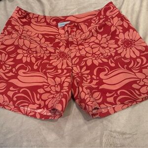 Patagonia, water girl! Orange and coral, Floral Women's Athletic Shorts